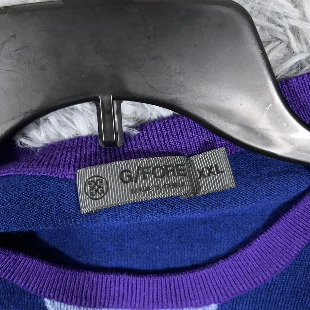 G Fore Adult Sweater Mens XXL Blue Purple Wool Solid Pullover Long Sleeve Mens